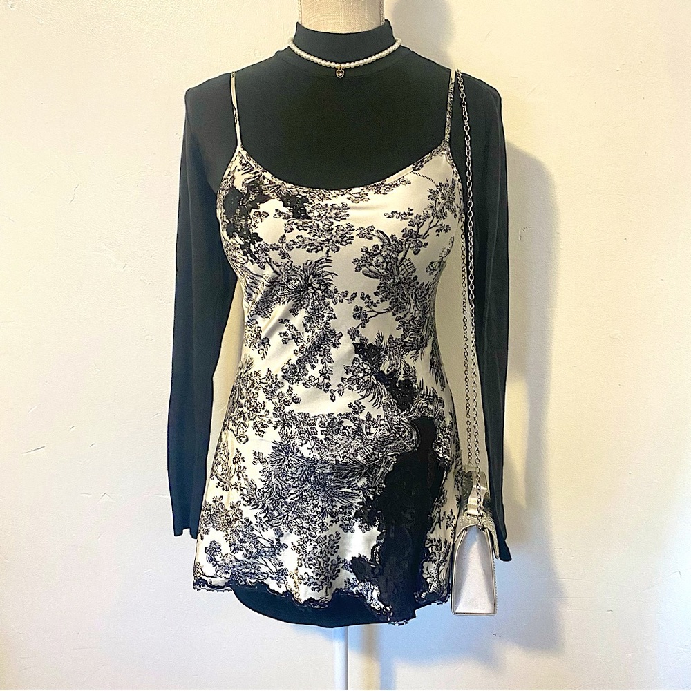 Victoria Secret Black and White Satin Slip